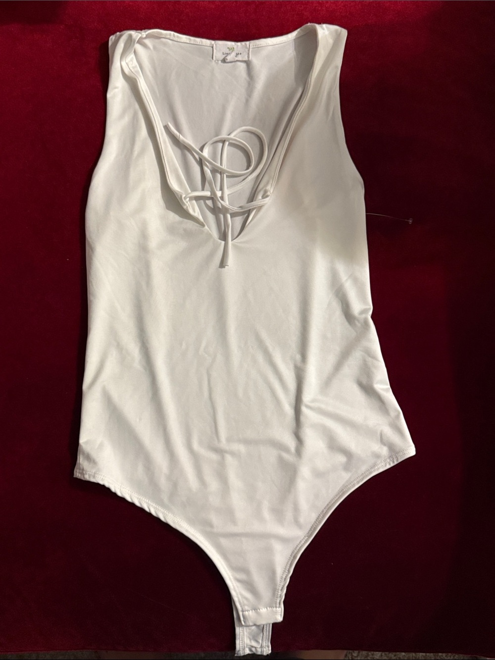 Girls' White Lace-Up One-Piece Bodysuit